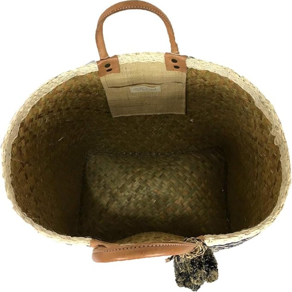 Mar Y Sol Caracas Striped Large Woven Basket Beach Tote Bag - Picture 3 of 10